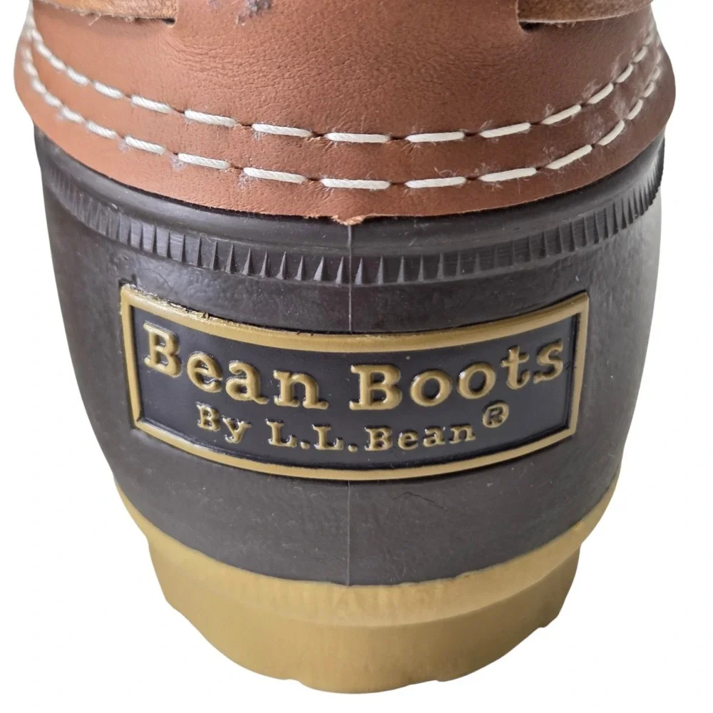 L.L.‎ Bean Mens Bean Boots Low Cut SZ 7N Brown Leather Rubber Shoes Waterproof